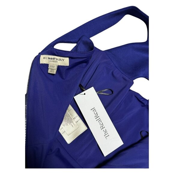 STUNNING Burberry London Blue Sleeveless Sheath Business Casual Cute Dress Small - Picture 4 of 8
